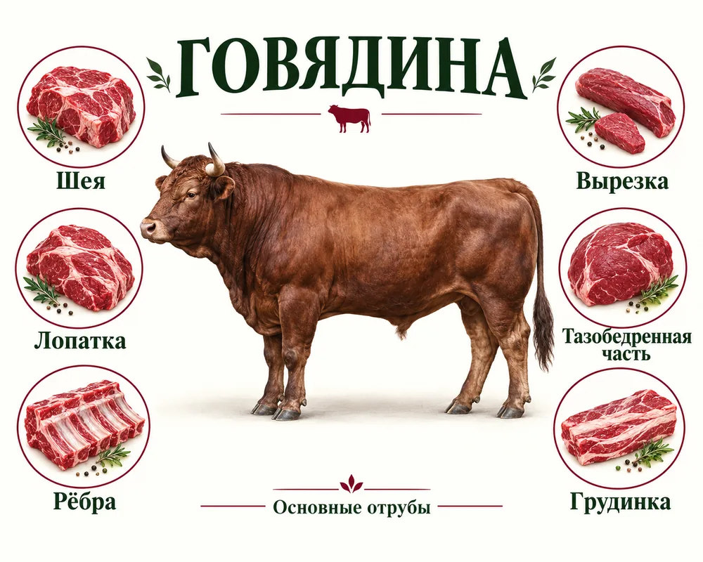 Говядина: основные отрубы